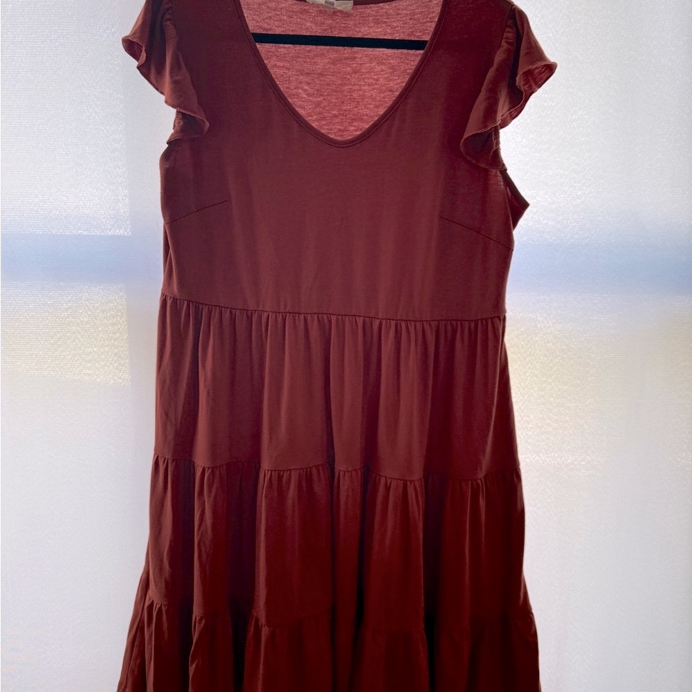 Orange Casual Mini Sundress with Flutter Cap Sleeves